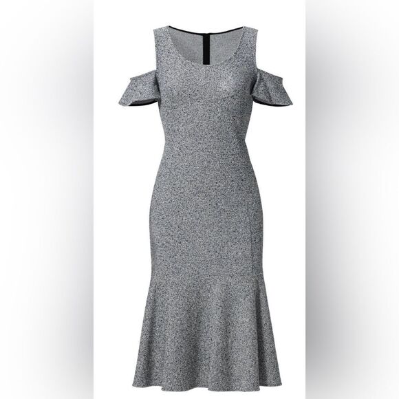 DEREK LAM Grey Open Shoulder Dress Size 0 - Picture 4 of 8